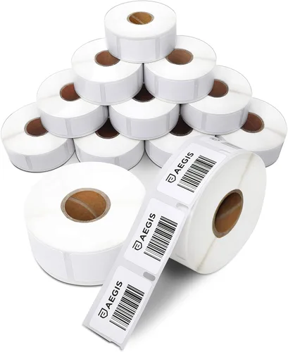 Aegis Adhesives - Reemplazo para DYMO 30347 (12 rollos, 9000 etiquetas) Etiquetas térmicas directas de código de barras y lomo de libro de 1" x 1
