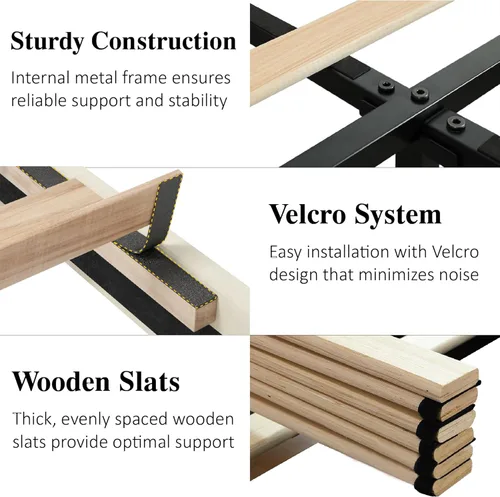 Vista 5 de CXVX Marco de cama tamaño completo con cabecera capitonada de diamante, cama plataforma tapizada en terciopelo y soporte de listones de madera, sin