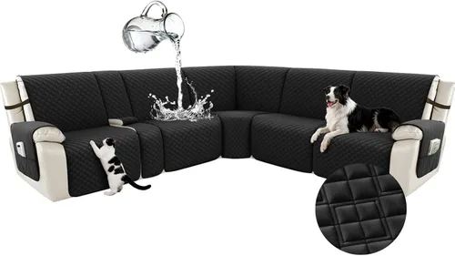 Vista 96 de Arfntevss Fundas para sofá seccional reclinable para sofá seccional en forma de L, funda antideslizante lavable para sofá reclinable con forma de L