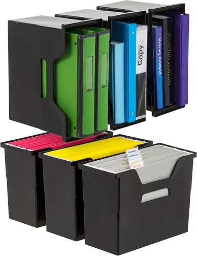 Vista 13 de IRIS Contenedor de plástico para libros de Estados Unidos, paquete de 8, caja de contenedor de conexión vertical para oficina, dormitorio, estudio