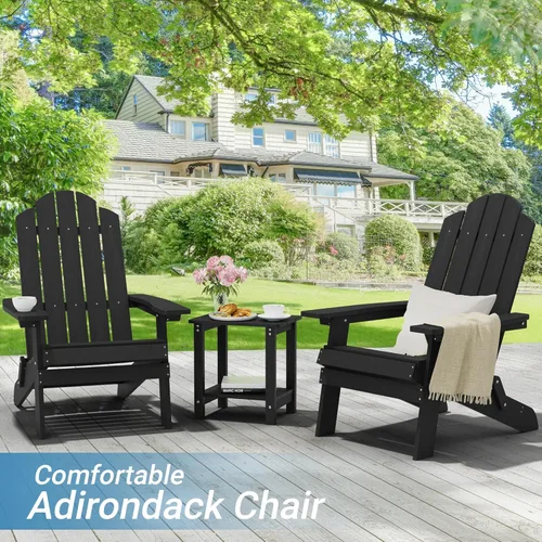 Vista 2 de MXIMU Folding Adirondack Chair for Outdoor: Easy Assembly and Comfortable Adirondack Chairs - Foldable Composite Fire Pit Chairs - All Weather
