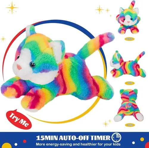 Vista 6 de Glow Guards Gatito de peluche con luces LED arcoíris, suave, con luz nocturna, regalos de Navidad, Día de los Niños, cumpleaños, para niños Cat_led