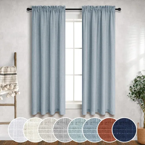 Vista 76 de Mrs.Naturall Cortinas azul marino de 90 pulgadas de largo para sala de estar, juego de 2 paneles con bolsillo para barra, cortinas reductoras