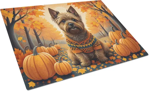 Vista 34 de Caroline's Treasures DAC1024LCB Boston Terrier - Tabla de cortar de vidrio de otoño grande decorativa de vidrio templado para cocina, tabla