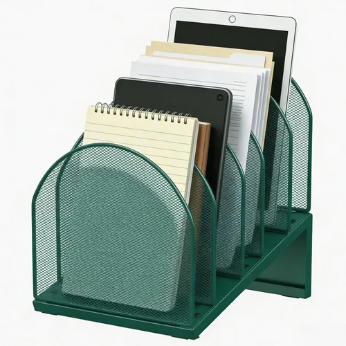 Vista 9 de gianotter Desktop File Organizer, Desk Organizer with 5 Compartments, Paper Organizer for Desk, Workspace Organizers for Office Supplies