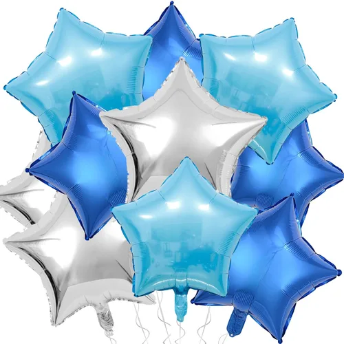 Vista 21 de Globos de papel de aluminio con forma de estrella de arena beige, marrón y blanco, 10 globos de Mylar en forma de estrellas de 18 pulgadas