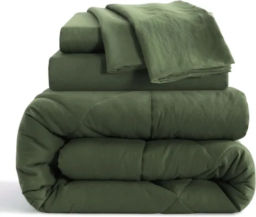 Vista 2 de NTBAY Juego de edredón individual con sábanas, juego de ropa de cama individual suave y transpirable de 5 piezas, cama individual en una bolsa