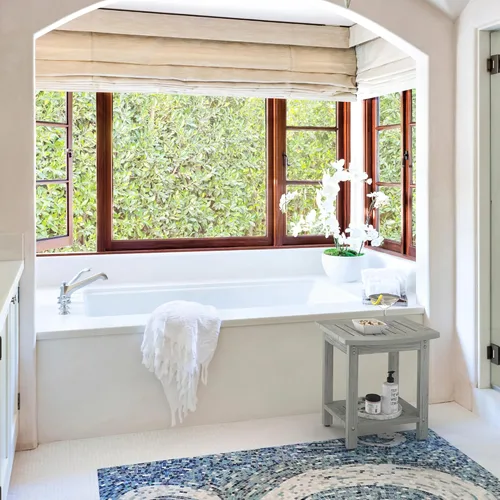 Vista 2 de LUE BONA HDPS - Banco de ducha, taburete de ducha para ducha interior, impermeable, taburete de ducha de baño, spa, taburete de pie para afeitarse
