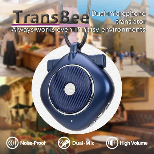 Vista 2 de TransBee Dispositivo de traductor de voz portátil de dos vías, traducción instantánea multilingüe en tiempo real, traductor de micrófono doble