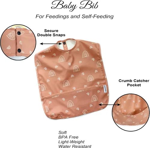 Vista 5 de modernKIDS Babero sin mangas para niñas y niños Babero impermeable para bebé Bata de bebé para comer Babero delantal con bolsillo