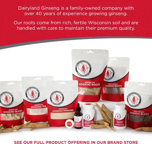 Vista 6 de Dairyland - Cápsulas de ginseng americano, 75 unidades (2000 mg) – Extracto concentrado de raíz de ginseng de Wisconsin – Suplemento herbario diario