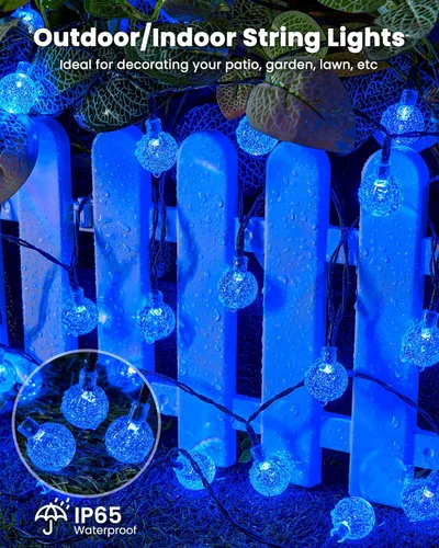 Vista 6 de Brightown Luces de Cadena Solares para Exteriores 60 LED 35.6 Pies Impermeables Luces de Patio con Energía Solar con 8 Modos de Iluminación