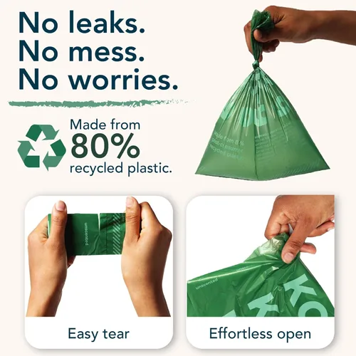 Vista 3 de Bolsas de plástico para excrementos de perro con 80 % reciclado, extragruesas, a prueba de fugas, aprobadas para perros grandes (lavanda, 270 bolsas)
