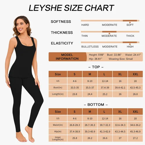 Vista 6 de Conjuntos de ropa interior térmica para mujer, pantalones largos de forro polar, capa base térmica, para clima frío, conjunto de camiseta e inferior