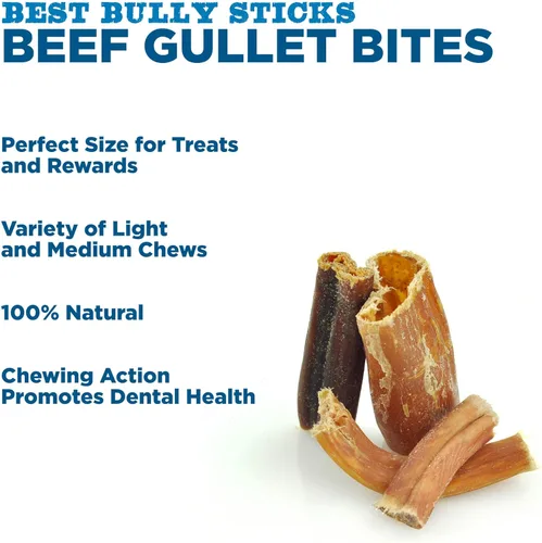 Vista 3 de Best Bully Sticks Gullet Jerky Bites - 1.5 libras (paquete de 1) - Golosina de entrenamiento natural sin piel cruda y crujiente