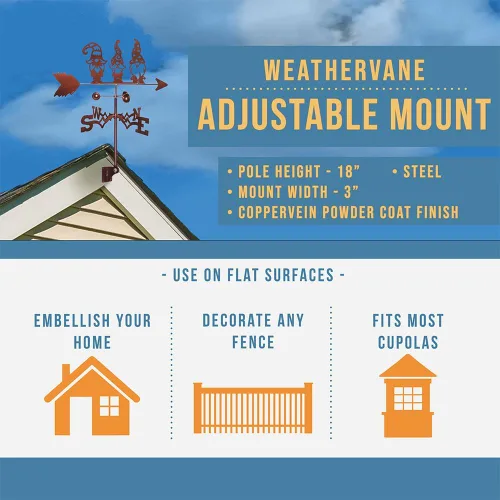 Vista 2 de SWEN Products Garden GNOME Veleta (montaje ajustable incluido)