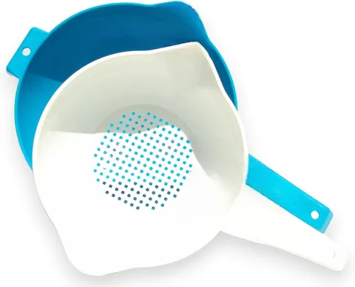 Tupperware Juego de 2 coladores de 1 cuarto y 2 cuartos de galón - 1 cuarto de galón blanco y 2 cuartos de galón azul