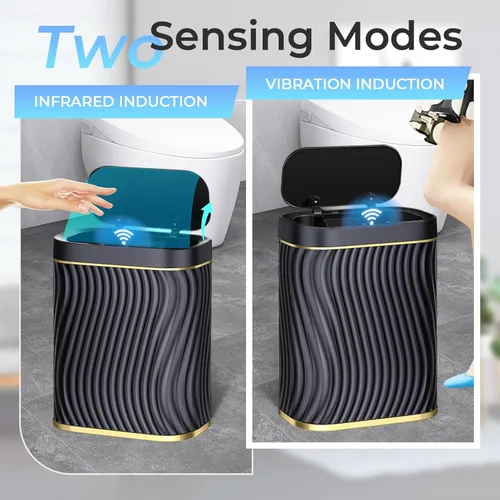 Vista 7 de Ogikey Cubo de basura pequeño para baño con tapa automática sin contacto, bote de basura inteligente de 2.6 galones, contenedor de basura estrecho e