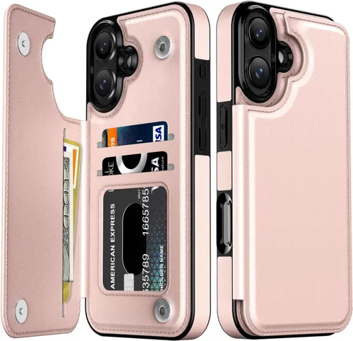 Vista 996 de LETO para iPhone 15 Pro Funda tipo cartera - Tapa tipo folio con patada - Diseños de moda - Tarjetero - Funda protectora para mujeres y niñas - 6.1
