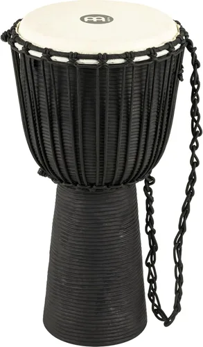 Vista 20 de Instrumento de círculo de tambor de mano Djembe, Serie Headliner de caoba tallada — NO FABRICADO EN CHINA — Cuerdas de tejido africano Mali