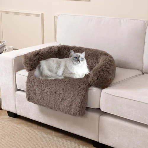 Vista 9 de Alfombrillas para Camas Tranquilas para Perros/Gatos, Almohadón Lavable y Extraíble para Perros, Funda de Sofá de Peluche de Pelo Largo