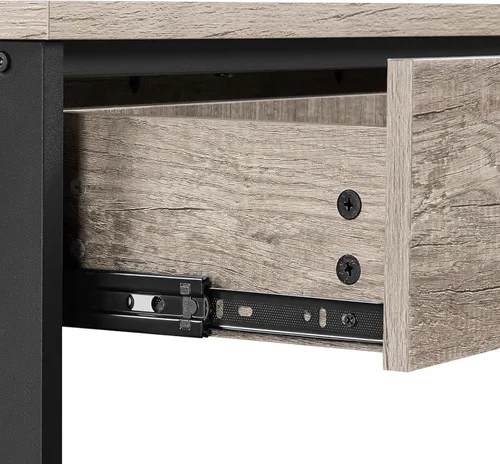 Vista 7 de Yaheetech Soporte para TV, centro de entretenimiento con cajón, mesa consola multimedia para TV de hasta 45 pulgadas, mesa consola de TV con Gris