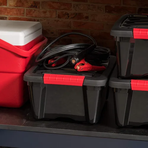 Vista 4 de IRIS USA Contenedores de almacenamiento de plástico apilables de 13 cuartos de galón con tapas, paquete de 6 unidades, sin BPA, fabricados