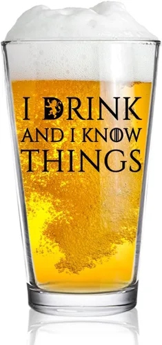 Vista 2 de I Drink And I Know Things - Juego de copas de cerveza y vino, idea de regalo genial para despedida de soltera, boda, compromiso, aniversario