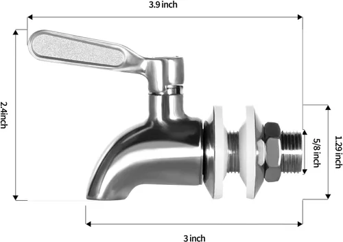Vista 3 de Paquete de 2 grifos de repuesto para dispensador de bebidas, grifo de acero inoxidable para dispensador de bebidas, tarro de vidrio, jarra de agua