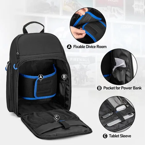 Vista 3 de PGmoon Carrying Case Compatible with PSVR2, Protective Storage Backpack for PSVR 2 Headset & Touch Controllers and More, Individual Room for