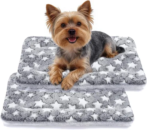 Vista 38 de Mora Pets Cama para gatos, almohadilla para jaula para perros, cama ultrasuave para mascotas con bonito estampado de estrellas, tapete lavable