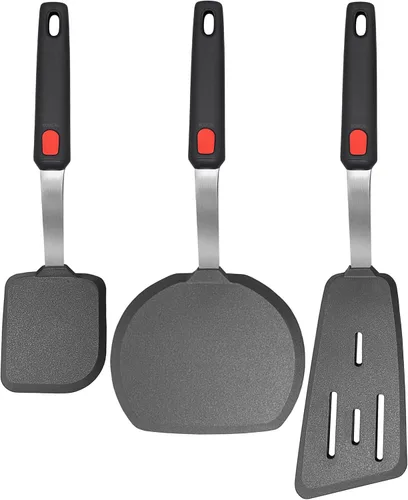 Vista 9 de Juego de 2 espátulas volteadoras de silicona para panqueques, espátulas de cocina resistentes al calor de 600°F para utensilios de cocina
