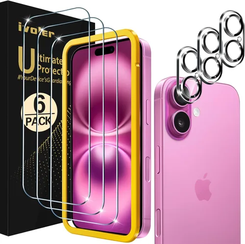Vista 17 de ivoler Paquete de 3 + 3 protectores de pantalla de vidrio templado para iPhone Air de 6.5 pulgadas con protector de lente de cámara con marco