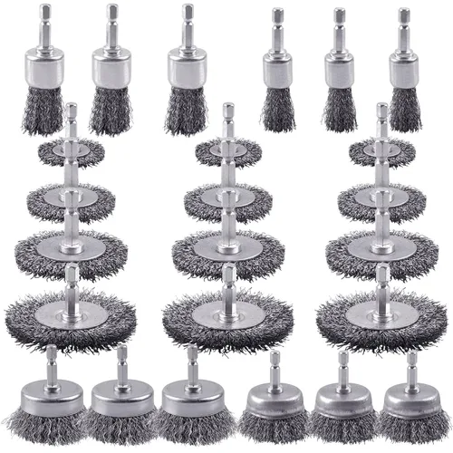 Vista 7 de Rocaris Juego de 15 Piezas de Cepillos de Rueda de Alambre de Acero al Carbono, Cepillo de Copa, Cepillo de Rueda, Cepillo de Pluma, Cepillo