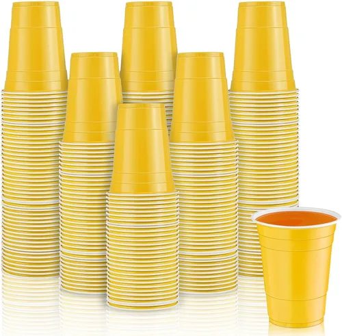 Vista 11 de Lounsweer 100 vasos desechables de 16 onzas para fiesta, de plástico, resistentes, para graduación, baby shower, boda, barbacoa, cumpleaños, picnic