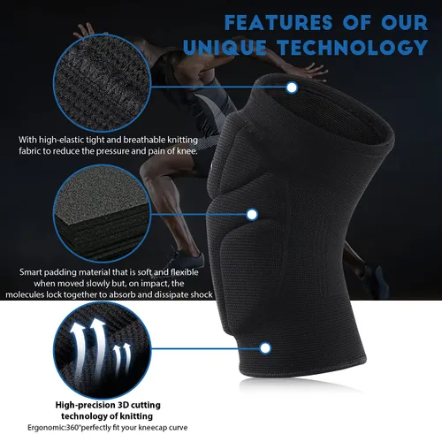Vista 2 de Rodilleras de voleibol, protector de rodilla para niñas y mujeres con almohadillas de alta protección, rodilleras de grado profesional para correr