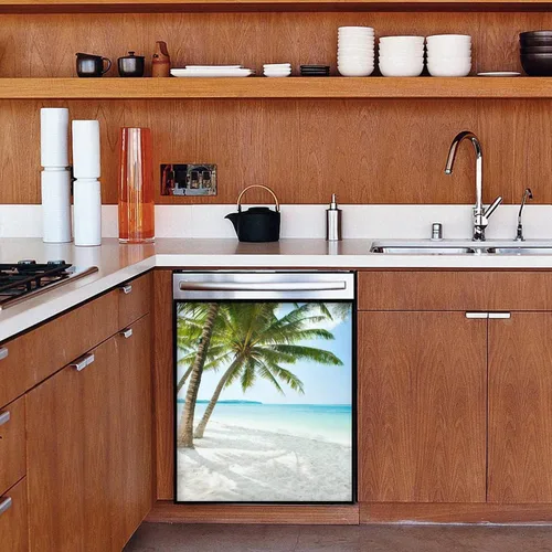 Vista 14 de Cubierta magnética para lavavajillas, Paradise Beach on a Tropical Island, calcomanías magnéticas para refrigerador, cubierta decorativa