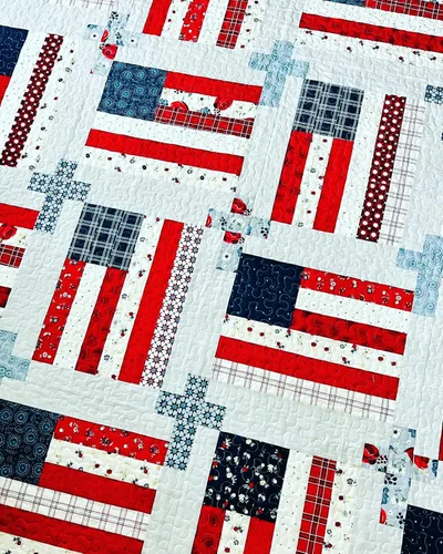 Easy Piecy Quilts Patrón de edredón de Dios y país