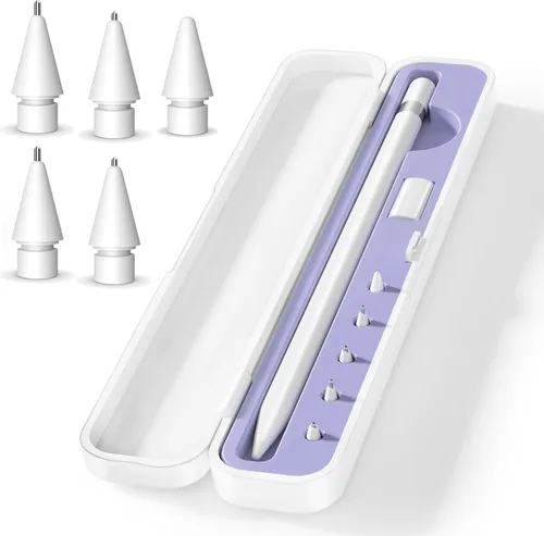 Vista 9 de Caja de Almacenamiento con Tapa y Paquete de 5 Puntas de Lápiz para Apple Pencil de 1ª Generación y Apple Pencil de 2ª Generación, Estuche Protector