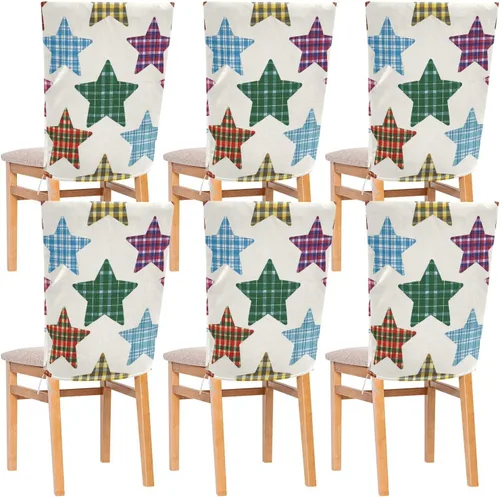 Cartoon Checkered Plaid Star Beige Decorative Chair Cover for Dorm Desk Chair for Wedding Banquets Soft 19.7x23.6in Chair Slipcovers Covers para