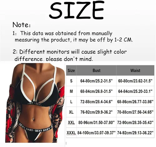 Vista 7 de Lencería para mujer, lencería con estampado de letras, ropa interior y tanga