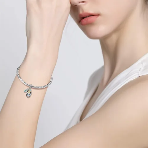 Vista 3 de AIEGNOS Dijes de Hamsa de mal de ojo para pulsera collar de plata de ley 925 cuentas de mal de ojo de Fátima para manos de serpiente europea