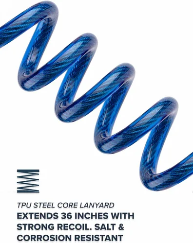 Vista 5 de Rogue Endeavor® Clip de pescado, grande, construcción inoxidable, cordón de núcleo de acero de liberación rápida de 36 pulgadas, diseñado para pesca