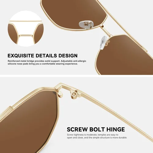 Vista 4 de Fozono Square Polarized Sunglasses for Women and Men Polygon Mirrored Lens Trendy Sunglasses