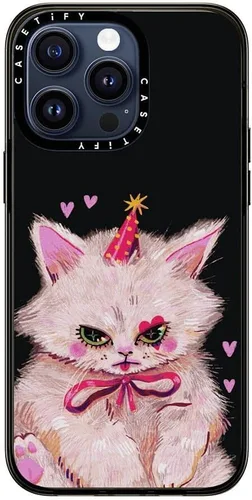 Vista 2 de CASETiFY Funda compacta para iPhone 15 Pro Max 2 veces probada contra caídas de grado militar protección contra caídas de 4 pies - Gatito payaso