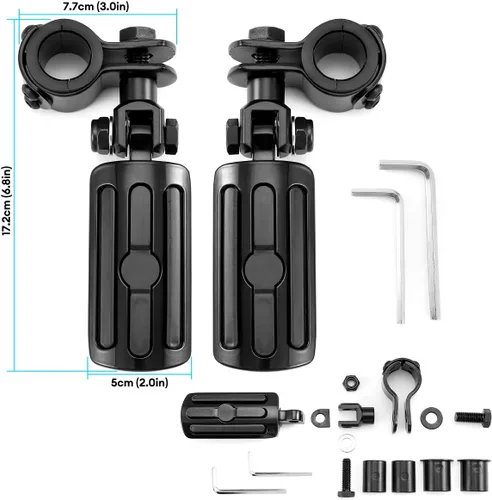 Vista 5 de Estriberas de autopista para motocicleta, estilo A, aleación de aluminio y goma, ajuste universal, parte trasera, compatible con Harley Touring