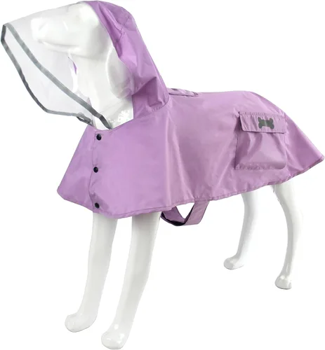 Vista 11 de Chubasquero impermeable para perros, ropa impermeable ajustable con tira reflectante y ligera con capucha tipo poncho (Verde Ejército, XS)