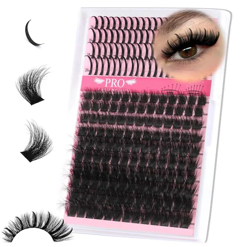 Vista 14 de PRO LASHBEAUTY Pestañas Individuales Estilo 3D 10-18mix Pestañas en Racimo 100D 200D Rizo D Pestañas Wispy Pestañas DIY en Casa