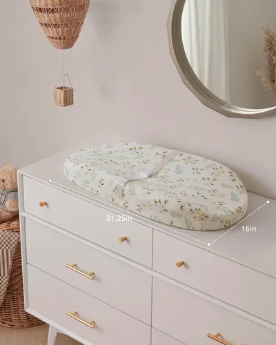 Vista 5 de Blissful Diary Almohadilla Cambiadora de Muselina para Bebé con Forro Impermeable de Espuma, Almohadilla para Mesa Cambiadora de Bebé con Funda