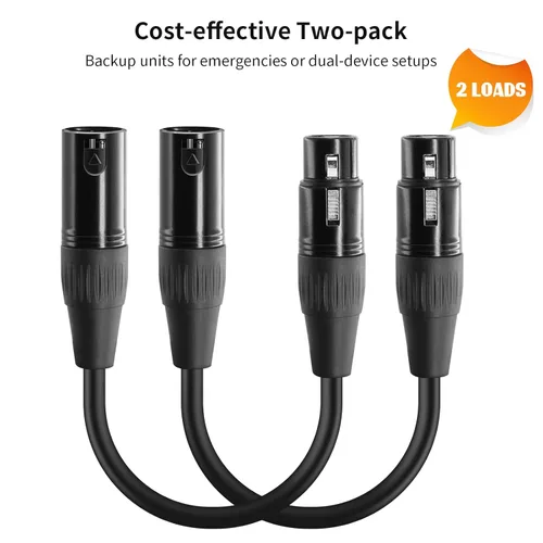 Vista 6 de Paquete de 2 cables adaptadores XLR profesionales de 3 pines macho a DMX de 5 pines hembra de 12 pulgadas para control de iluminación, micrófonos